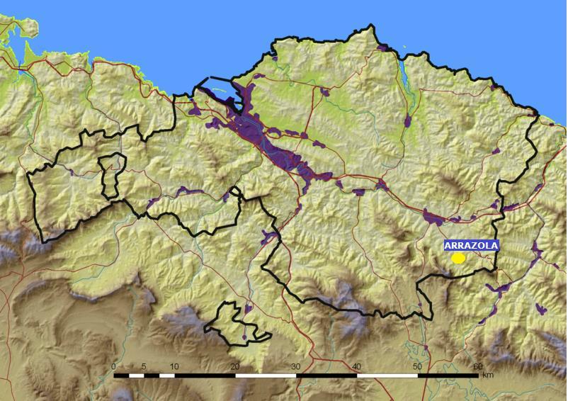Irudia 2-6. Arrazolaren kokapena Bizkaian. Arratzolatik gertu, XX.