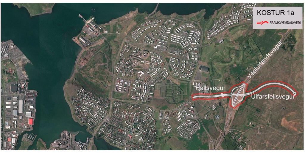 HLUTI II FRAMKVÆMDALÝSING Mynd 7.1: Kostur 1a, Hallsvegur, Úlfarsfellsvegur og mislæg gatnamót yfir Vesturlandsveg.