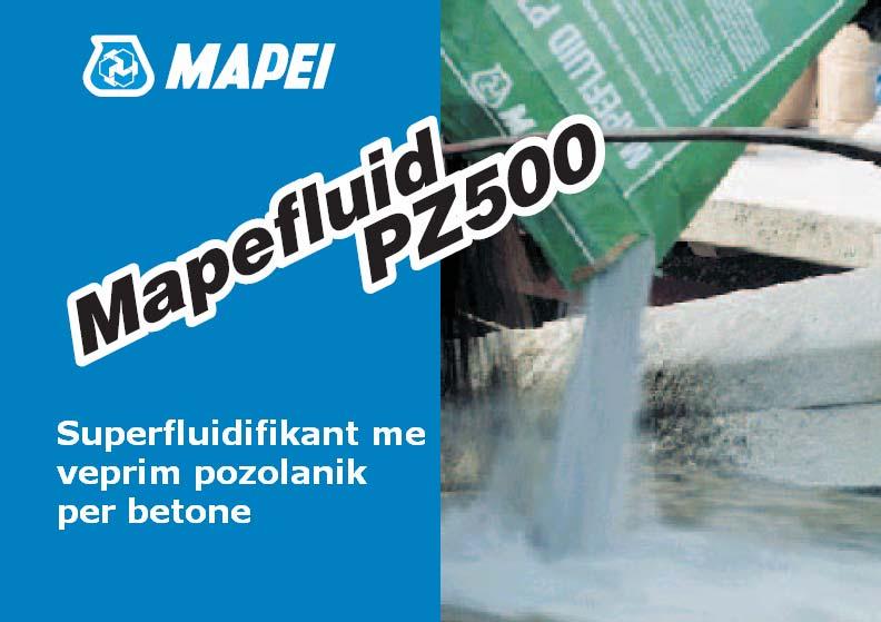 PERSHKRIMI Aditiv pluhur me veprimtari pozolanike e kombinuar me veprim superfluidifikant per beton special me cilesi te larte FUSHAT E APLIKIMIT MAPEFLUID PZ500 perdoret ne dy fusha aplikimit: