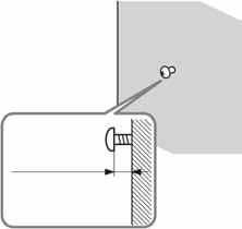 2 Pričvrstite vijke na zid. Vijci trebaju izvirivati od 5 do 7 mm. 5 7 mm 3 Objesite zvučnike na vijke.