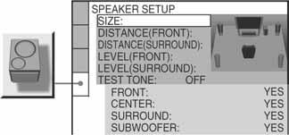 Podešavanje zvučnika [SPEAKER SETUP] Za postizanje najboljeg mogućeg surround zvuka, najprije odredite veličinu zvučnika koje ste spojili, zatim njihovu udaljenost od svog položaja pri slušanju.