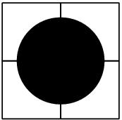 . Imamo četiri potpuno jednake kocke (vidi sliku!). Složene su tako da im gornje stranice zajedno čine veliki crni krug, kao što je prikazano na slici desno.