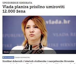PRISILNO UMIROVLJAVANJE Vlada æeli sprijeëiti æene da rade dulje od 61. godine æivota (Dnevno.hr, 22. studenoga 2013.