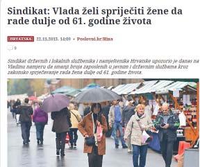 Sukladno prijelaznim odredbama Zakona o mirovinskom osiguranju, æene uvjete za starosnu mirovinu u 2013. navrπavaju sa 60 godina i 9 mjeseci æivota.