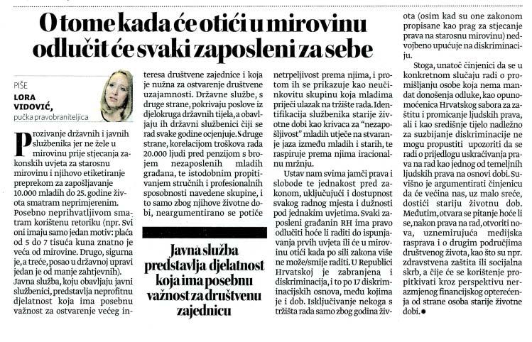Medijski linë JUTARNJI LIST objavio komentar PuËke pravobraniteljice (SDLSN, 18. rujna 2013.) Jutarnji list je u danaπnjem izdanju, na 15.