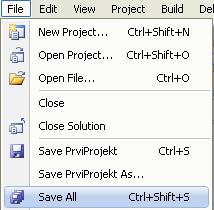 12 Prikaže se okno Save Project. V tem oknu določimo imenik (Location), kjer bodo datoteke novega projekta. Poleg imenika lahko v tem oknu določimo tudi novo ime projekta.