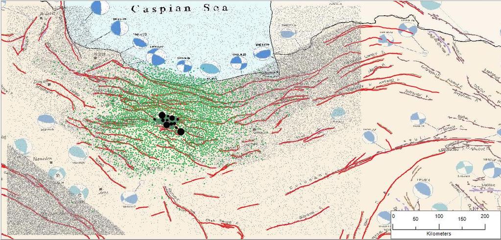 Magnitude سالهی 10.000 فهرست شامل تهران اطراف در لرزهزا گسلهای زلزله ها فهرست جغرافیایی تزیع 3: تصیر طاقن( 7/55 تا 4/6 از بزرگی دامنهی با زلزله 84.