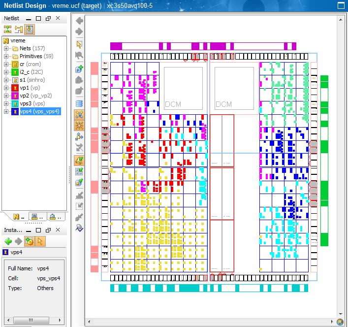 Končno vezje FPGA XC3S50 Floorplan: 77% celic 276 FF