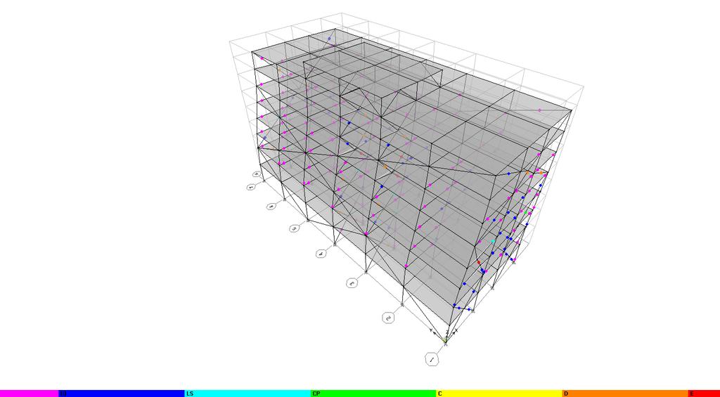 Fig. 60 - PUSH Y - pasul 104 (pas final) Evaluarea gradului de asigurare structurală seismică ( R3 ) Dupa metodologia de nivel 2 se determina valorile individuale ale indicatorului R 3 pentru fiecare