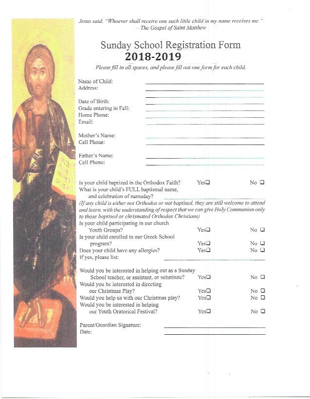 SAINTS CONSTANTINE AND HELEN, WEST NYACK, NY Greek School Registration Form 2018-2019 Student s name D.O.B.