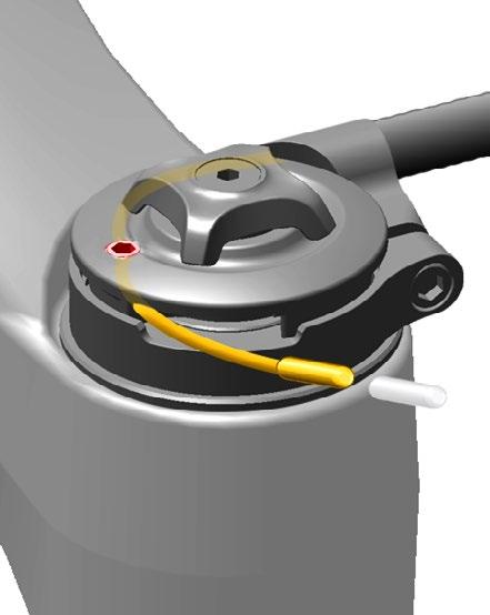 Motion Control 1 Use a mm hex wrench to loosen the cable set screw. Thread the cable through the cable spool. Brug en mm unbrakonøgle for at løsne skruen til fastgørelse af kablet.
