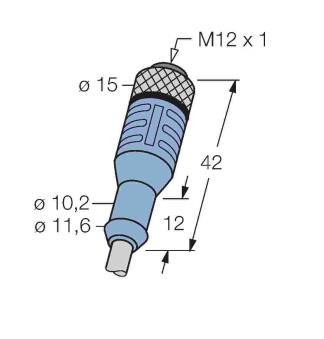 Round shell connector M12 according to DIN EN 61076-2-101 Male socket on unit side Cable with M12 female cable