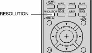 Ostali postupci Konverzija ulaznih analognih video signala Ovaj prijemnik omogućuje konverziju razlučivosti ulaznih analognih video signala. Više puta pritisnite RESOLUTION.