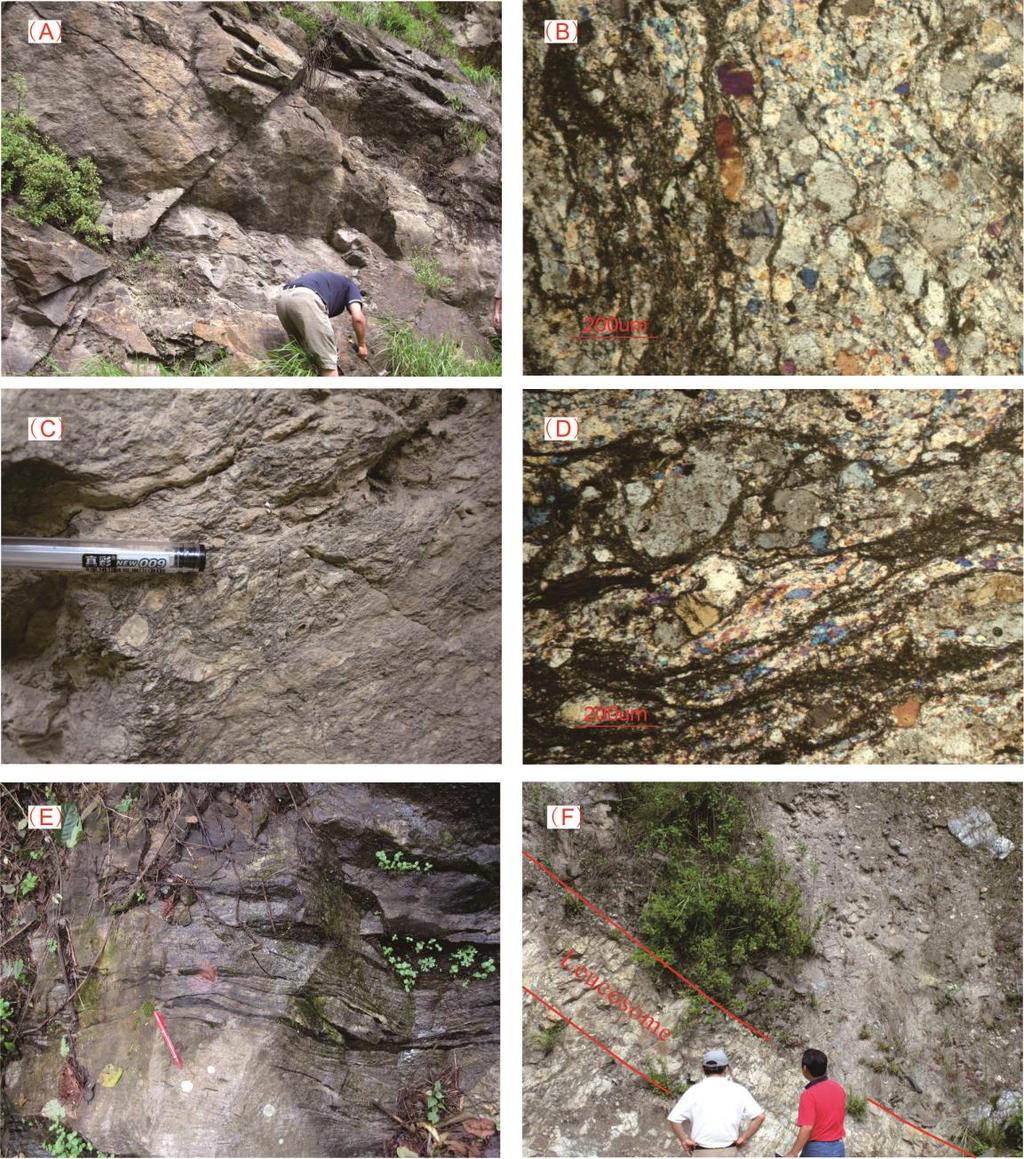 Supplemental file 3 (A-B) Field photograph and microscope photograph of the the Xiaguan gneissic granite (YN-26A).