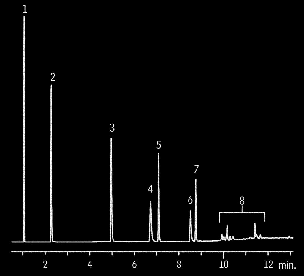 Petrochemicals Refinery Gas Column: DM-PLOT Alumina / Na 2 SO 4, 0 m 0.5 mm 0.00 µm Sample: Refinery gas Cat. No.