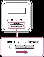 Αν απενεργοποιήσετε τη συσκευή ψηφιακής εγγραφής 1 Σύρετε τον διακόπτη HOLD POWER στη θέση "POWER" και κρατήστε τον μέχρι να εμφανιστεί η ένδειξη "Power Off" στο παράθυρο ενδείξεων.