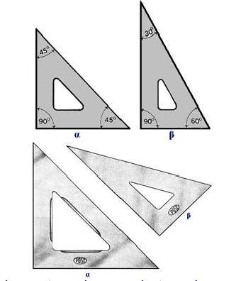 Μέσα & Όργανα Σχεδίασης α) Ορθογώνιο ισοσκελές τρίγωνο με γωνίες 45 0-45 0-90 0, με μήκος