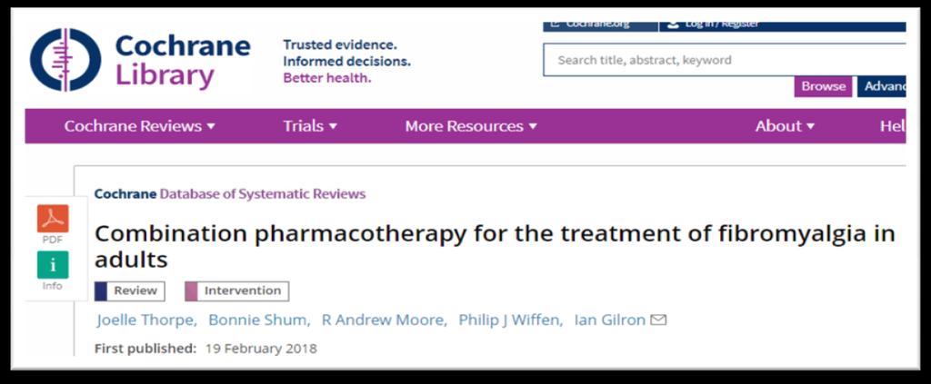 Ο συνδυασμός φαρμάκων few, large, high-quality trials comparing combination pharmacotherapy with monotherapy for fibromyalgia, consequently limiting evidence to support or refute the use of