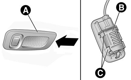 182 V NÚDZI UVÍTACIE STROPNÉ SVETLÁ (ak sú dostupné) Pri výmene žiarovky postupuj nasledujúcim spôsobom: otoč tienidlo a vyber panel A - obr.