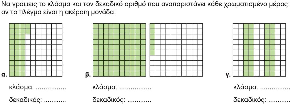 τετράγωνο σε κάθε περίπτωση και να το εκφράσουμε ως κλάσμα και ως δεκαδικό αριθμό.