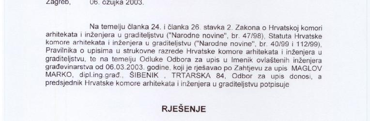 RJEŠENJE O UPISU U