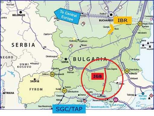 3. Διασυνδετήριος Αγωγός Ελλάδας - Βουλγαρίας (IGB) Το Έργο του Ελληνο-Βουλγαρικού Διασυνδετήριου Αγωγού αποτελείται από έναν αγωγό μήκους περίπου 182 χλμ. (εκ των οποίων 31 χλμ.