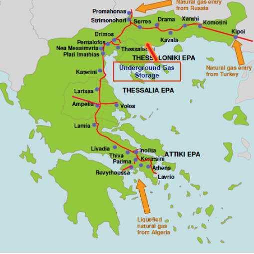 5. Υπόγεια Αποθήκη Καβάλας Περιγραφή Δυναμικότητα Το έργο συνίσταται στη μετατροπή του υπό εξάντληση κοιτάσματος φυσικού αερίου στην περιοχή της Νότιας Καβάλας στην πρώτη Υπόγεια Αποθήκη φυσικού