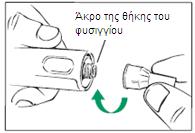 Καθημερινή Χρήση του GoQuick 1. Τραβήξτε το μαύρο καπάκι από το προστατευτικό της βελόνας ή το άσπρο καπάκι από την πένα. 2.