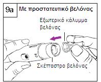 Βήμα 8. Κάνετε την Ένεση α. Προετοιμάστε ένα σημείο για την ένεση, όπως σας έχει υποδείξει ο γιατρός ή ο νοσοκόμος σας. β. Κρατήστε την πένα πάνω από το σημείο της ένεσης. γ. Πιέστε την πένα πάνω στο δέρμα για να εισάγετε τη βελόνα μέσα στο δέρμα.