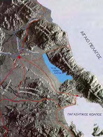 34 Χαλκοδόνιο όρος και το Μεγαβούνι και στη δύση το Φυλλήιον όρος. Η φυσική λεκάνη της λίμνης Κάρλας είχε συνολική έκταση 1.663 km 2 (Σχ. 2.2).