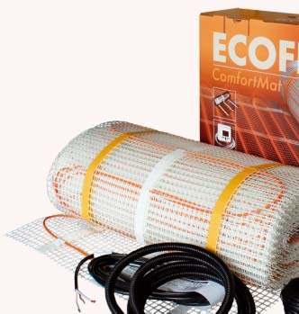 ECOFLOOR COMFORT MAT sada pre svojpomocnú inštaláciu Sady Comfort Mat obsahujú vykurovaciu rohož (vykurovací vodič fixovaný na nosnej tkanine).