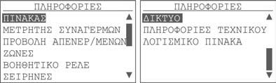 Σελίδα 15 από 50 2.7 Πληροφορίες Επιλέγοντας ΠΛΗΡΟΦΟΡΙΕΣ και πατώντας Enter βλέπουµε την οθόνη στα δεξιά.