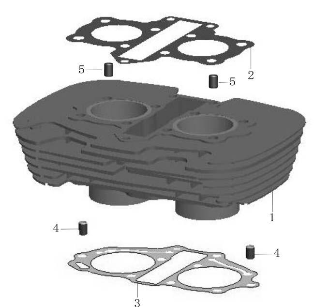 E-2:(Cylinder assembly) 1 2.20.0102.10019 DD255FMM-0102100 Cylinder comp 1 2 2.20.0102.00310 DD255FMM-0102003 Gasket, cylinder head 1 3 2.20.0102.00200 DD250E-0102002A Gasket, cylinder 1 4 2.