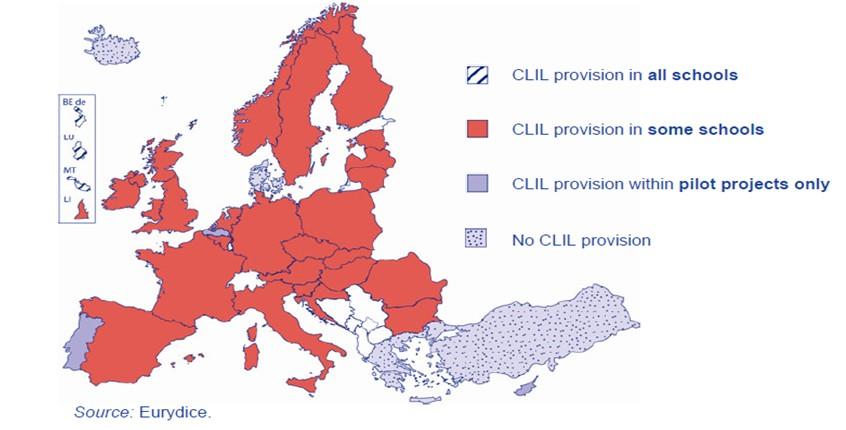 Πηγή:EACEA, 2012: 39 Σσήμα9:Παποσή διδαζκαλίαρ CLIL ζηα εςπωπαϊκά εκπαιδεςηικά ζςζηήμαηα.