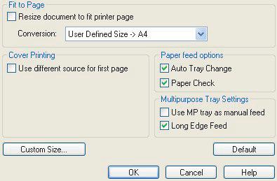 Κάντε κλικ στο κουµπί [Paper Feed Options]. 3. Στο παράθυρο Paper Feed Options, κάντε κλικ στο [Custom Size]. 4.