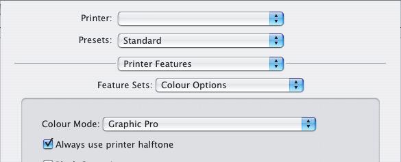 Mac OS X Αν χρησιµοποιείτε έγγραφο πηγής CMYK, χρησιµοποιείστε τις ακόλουθες ρυθµίσεις του προγράµµατος οδήγησης του εκτυπωτή για να εκτελέσετε Προσοµοίωση µελάνης CMYK. 1.