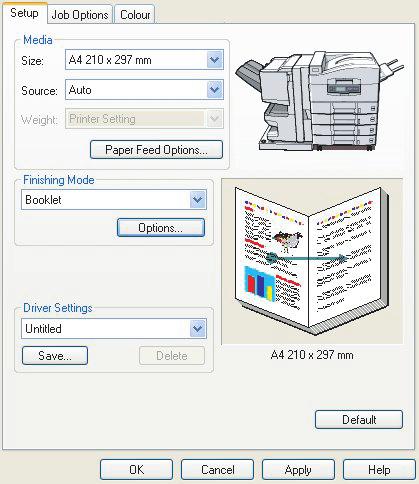 Windows PCL 1. Στην καρτέλα [Setup] του προγράµµατος οδήγησης, επιλέξτε κάποια από τις αποθηκευµένες ρυθµίσεις [driver settings]. 2.