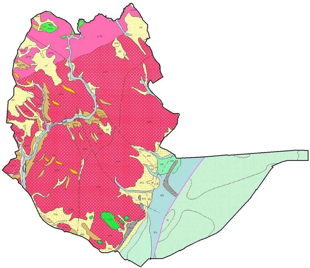 Obrázok 12 Geologická mapa riešeného územia Zdroj: Geologická mapa Slovenska M 1:50 000 [online].