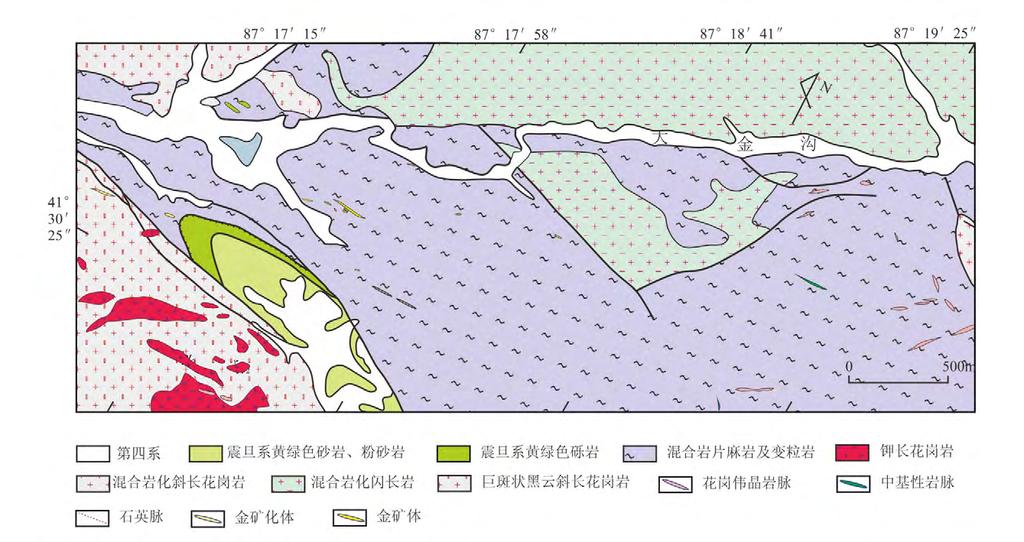 3 773 Fig. 2 2 1 Geological map of Dajingou gold deposit in Quruqtagh block 0. 01 ~ 0. 1 mm 0.