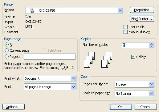 Προτιμήσεις εκτύπωσης σε εφαρμογές Windows Όταν επιλέγετε να εκτυπώσετε το έγγραφό σας από μια εφαρμογή των Windows, εμφανίζεται ένα πλαίσιο διαλόγου εκτύπωσης.