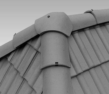 Rozdeľovací hrebenáč Vytvára vhodné spojenie hrebeňa a dvoch nároží pri valbových a polvalbových strechách. Používa sa aj pri veľkoformátových a tiež aj pri maloformátových strešných škridlách.
