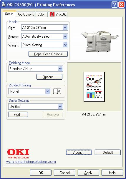 Όταν τα στοιχεία στο πρόγραμμα οδήγησης του εκτυπωτή είναι ίδια με εκείνα των μενού του πίνακα χρήστη και εκτυπώνετε έγγραφα από τα Windows, οι ρυθμίσεις του προγράμματος οδήγησης εκτυπωτή των