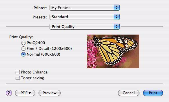 Με τη ρύθμιση ProQ2400, εκτυπώνονται γραφικές εικόνες βέλτιστης ποιότητας, αλλά απαιτείται περισσότερος χρόνος για την εκτύπωση.
