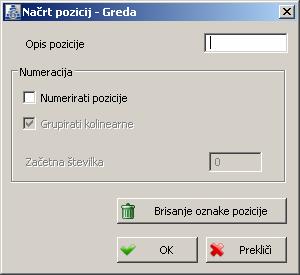 66 3.5.1 Načrt pozicij S pomočjo tega ukaza se oznake pozicij dodelijo entitetam, ki so izbrane iz risbe. Po aktiviranju dobi ukazna linija izgled: <0 sel.
