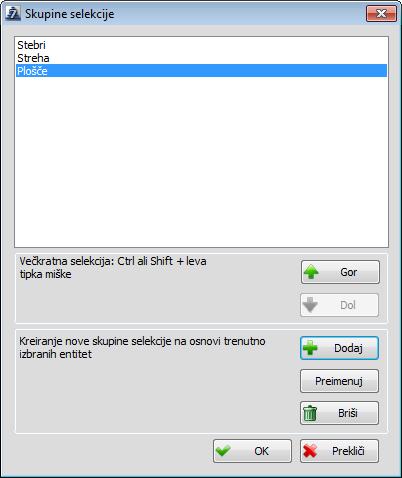 11 Izbor skupine iz liste se vrši s klikom miške, za večkratni izbor pa je potrebno držati levi gumb miške in premikati kazalec ali pa s kombinacijo tipk Shift in Ctrl ter