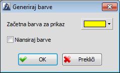 77 Dialog za generiranje palete barv Niansiraj barve Z vklopom stikala bodo vsem skupinam iste kolone pridružene različne nianse začetne barve.