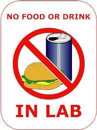 11. Μη μασάτε μαστίχα, πίνετε ποτό και τρώτε φαγητό μέσα στο εργαστήριο. 12. Τα γυάλινα σκεύη εργαστηρίου δεν πρέπει ποτέ να χρησιμοποιούνται ως δοχεία τροφίμων ή ποτών. 13.