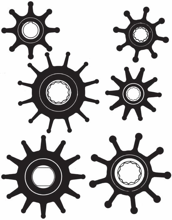 ImpeLerI an 2036 - De 65 - H 50.8 - Di 16 Neoprene an 2050 - De 65 - H 32.0 - Di 17 Neoprene an 3379 - De 65 - H 48.6 - Di 17 Neoprene an 3407 - De 65 - H 50.8 - Di 16 Nitrile an 3410 - De 65 - H 32.