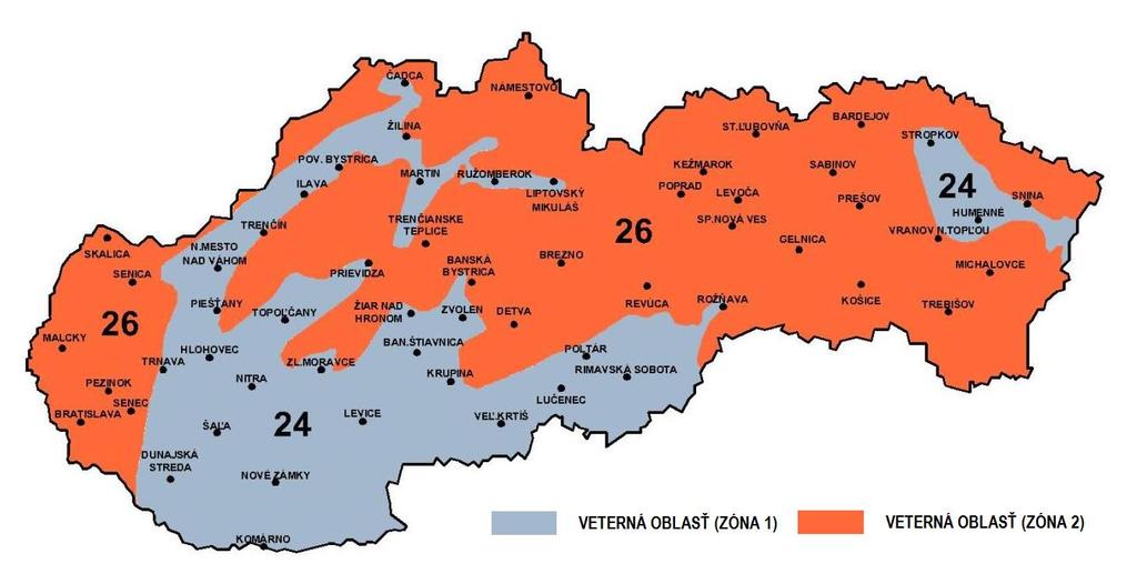 Príloha A (informatívna) Údaje o rýchlostiach vetra pre oblasť Slovenskej republiky Obrázok A.1 Fundamentálne hodnoty základnej rýchlosti vetra pre oblasť SR do nadmorskej výšky 700 m.n.m Tabuľka A.
