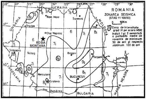 reprezentarea geografică determinată pe baza unor parametrii seismici: intensităţi, acceleraţii, viteze sau deplasări.